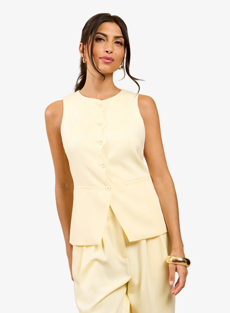 Little Mistress Yellow Scallop Waistcoat